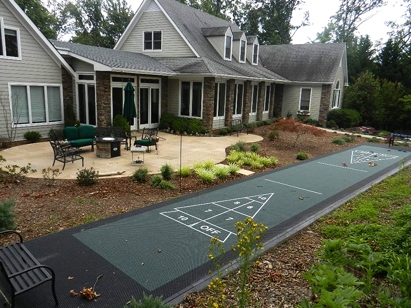 Versacourt basketball court in hunter green and burgundy