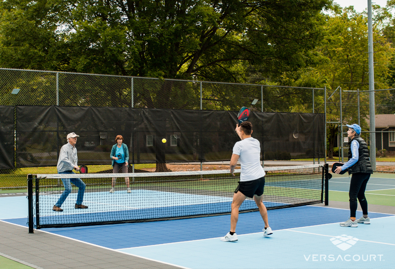 Versacourt basketball court in hunter green and burgundy